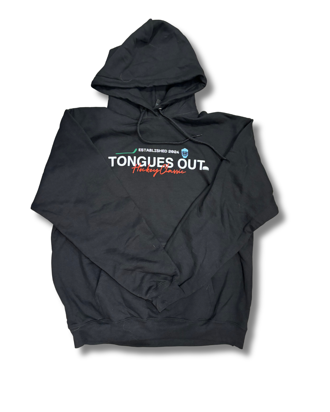 Tongues Out Hockey Black (Colorful) Hoodie